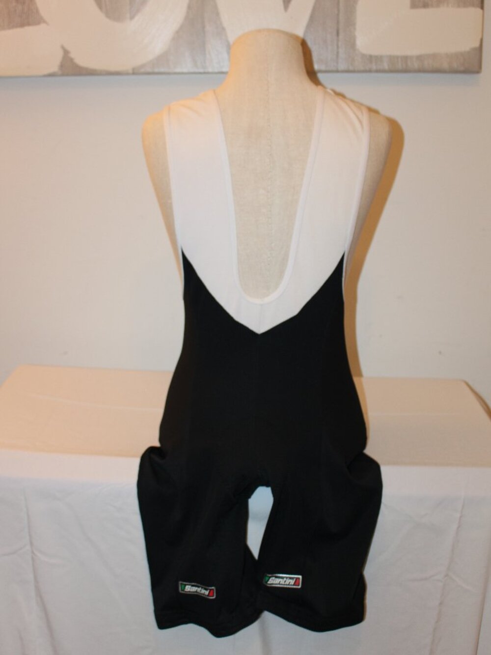 Santini SMS Cycling Bib Shorts Italy Made Mens‎ 3XL Black White Padded Gel Seat